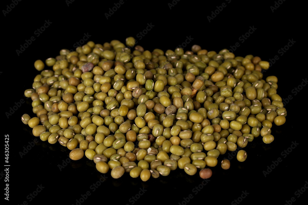 Mung beans isolated on black Mung beans isolated on black