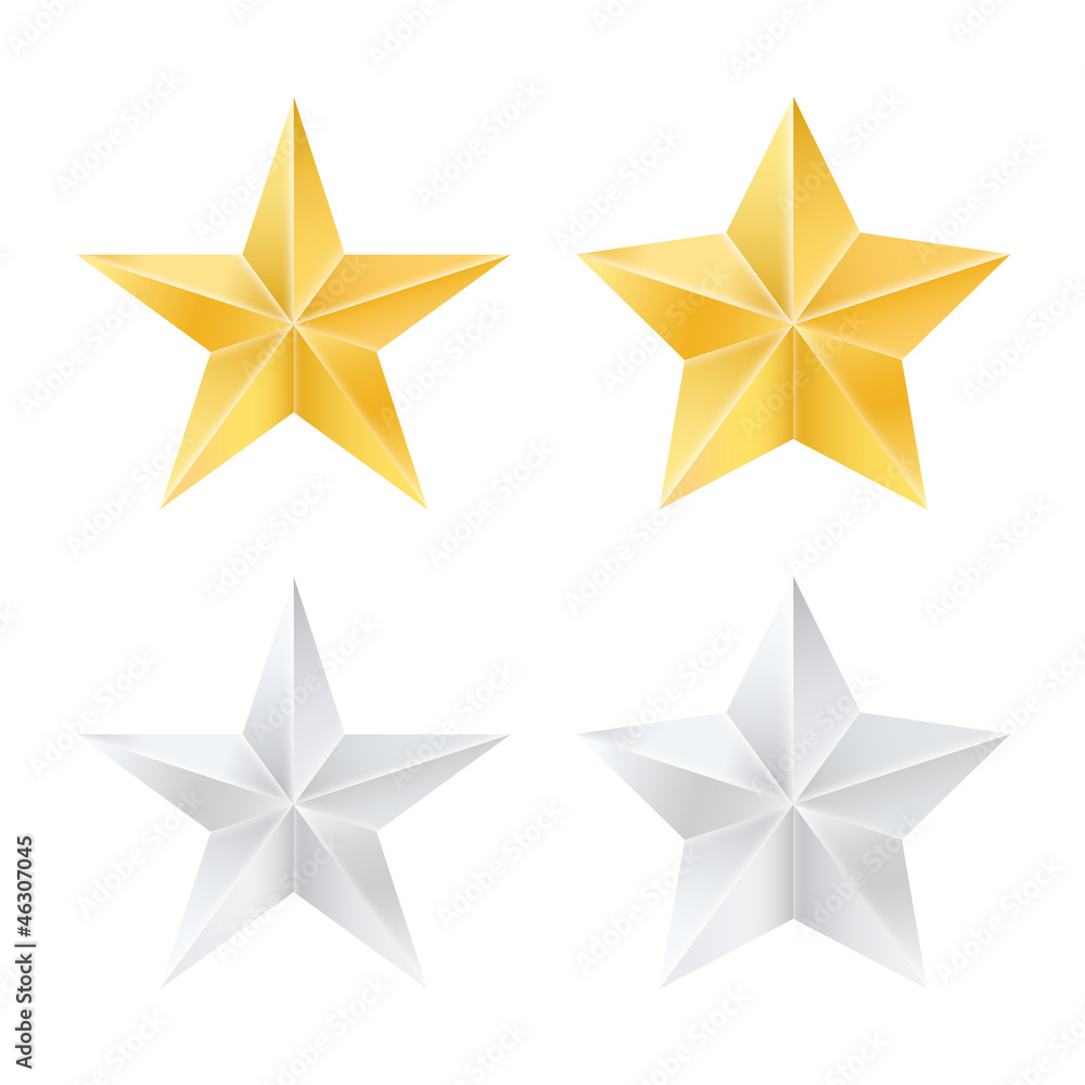 Set of golden and silver stars. Vector illustration Set of golden and silver stars. Vector illustration