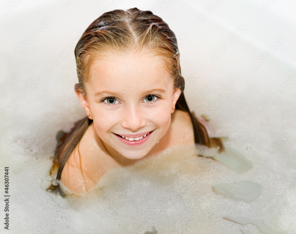 Little girl is taking a bath Stock Photo Adobe Stock
