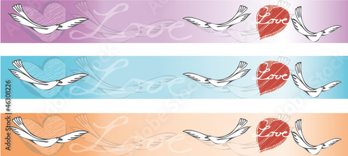 Banner - retro - Liebe - Herz - Taube