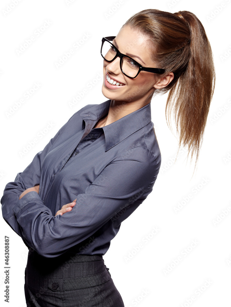Portrait of a beautiful young woman wearing glasses Portrait of a beautiful young woman wearing glasses