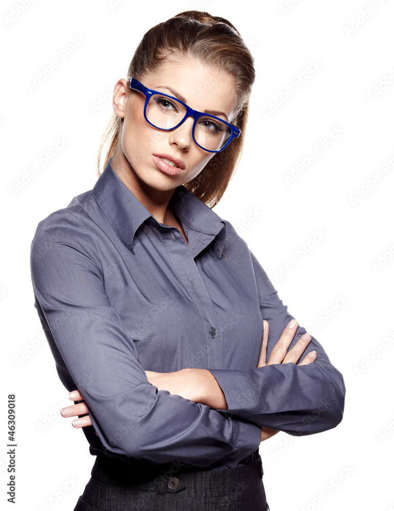 Cute young business woman with glasses