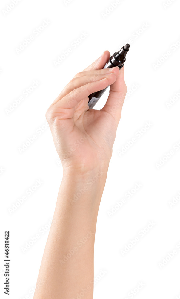 Hand with marker starting drawing isolated