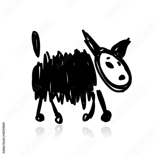Funny black dog for your design
