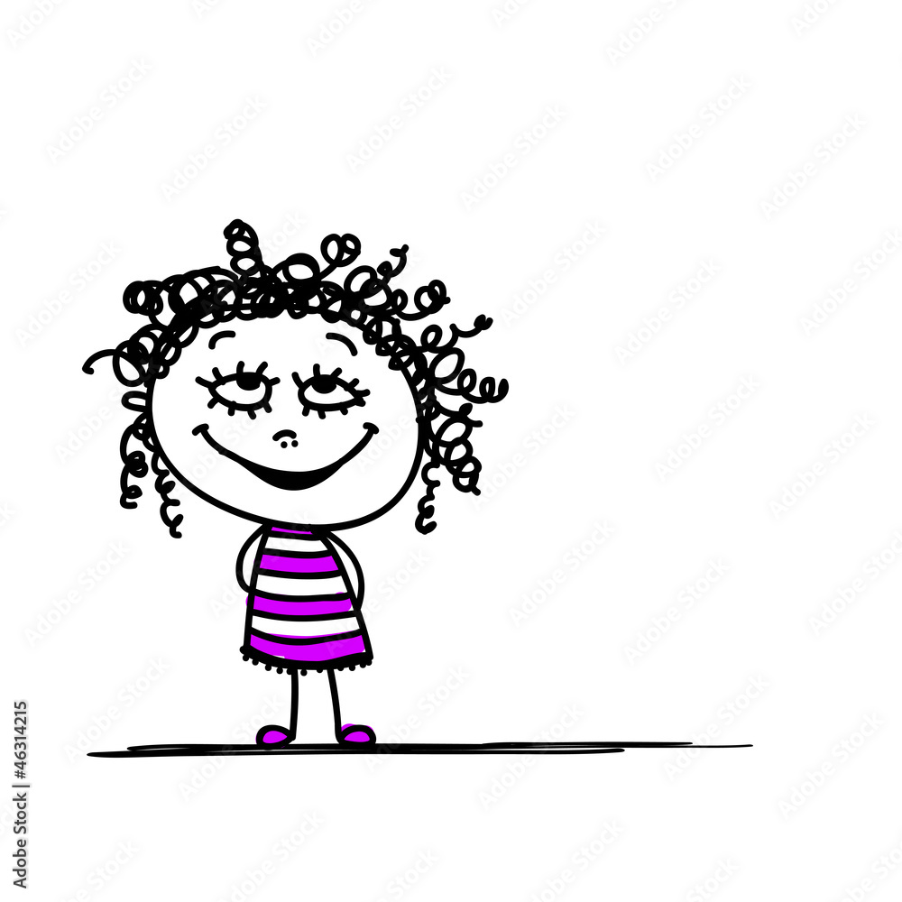 Funny girl sketch for your design Funny girl sketch for your design