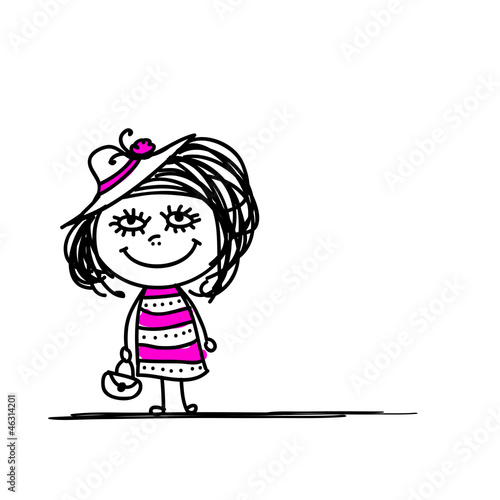 Funny girl sketch for your design