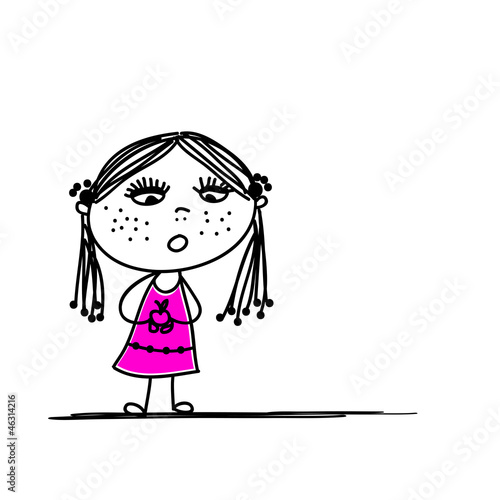 Funny girl sketch for your design