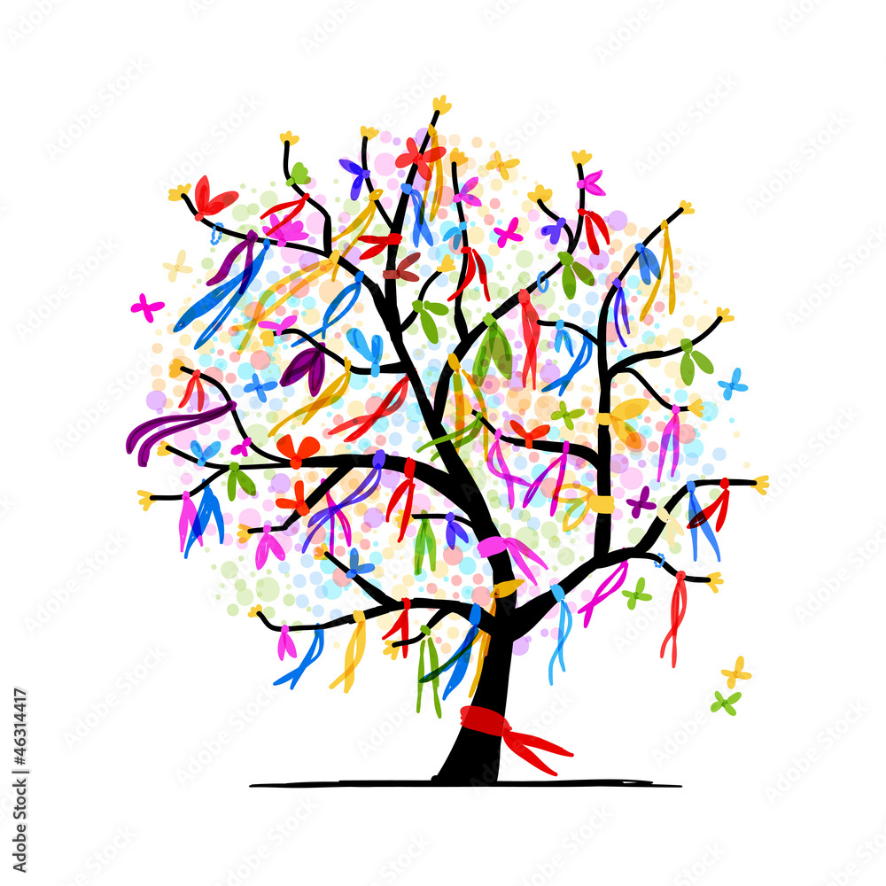 Abstract tree with ribbons for your design Abstract tree with ribbons for your design