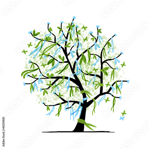 Abstract tree with ribbons for your design