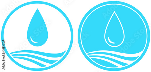 set of two water sign with big drop and wave