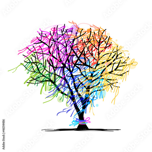 Abstract tree with ribbons for your design