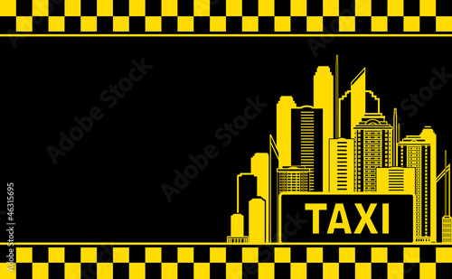 business card with taxi and night city