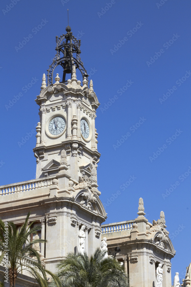Clock of City Hall Valencia, Spain