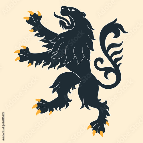 Black heraldic lion