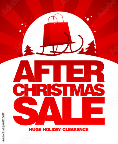 After christmas sale design template with shopping bag on a sled