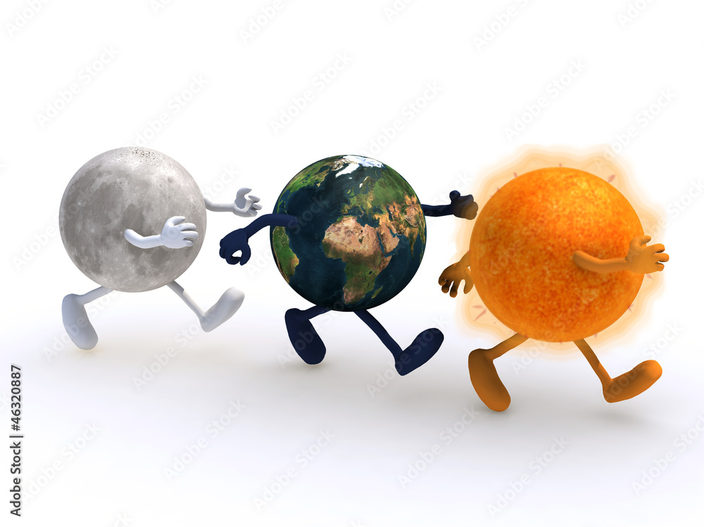 Fototapeta premium the moon, the world and the sun running