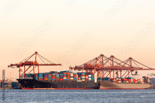 Cargo ships with containers at port