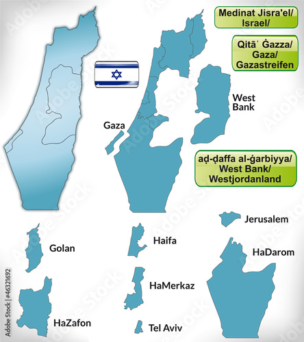 Karte von Israel, Westjordanland und Gaza