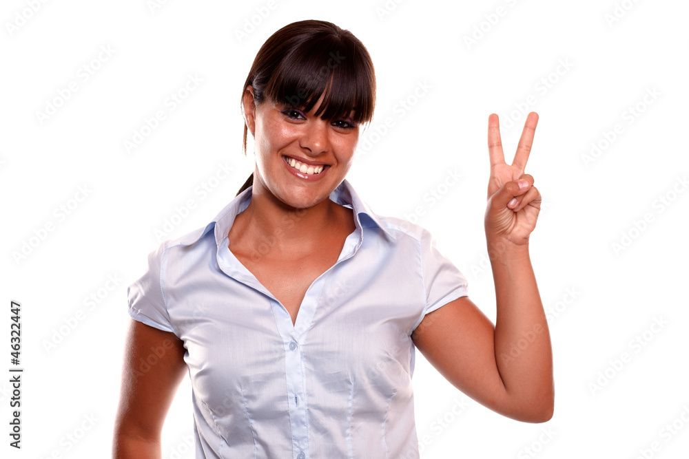 Friendly young female with a winning attitude Friendly young female with a winning attitude