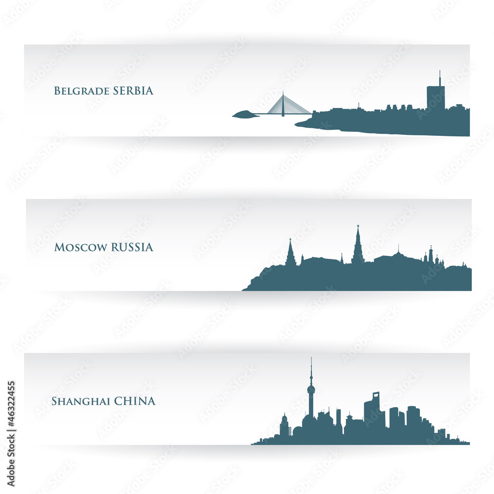 Banners with city skylines - vector illustration