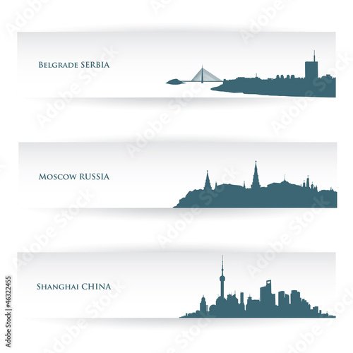 Photography Banners with city skylines - vector illustration