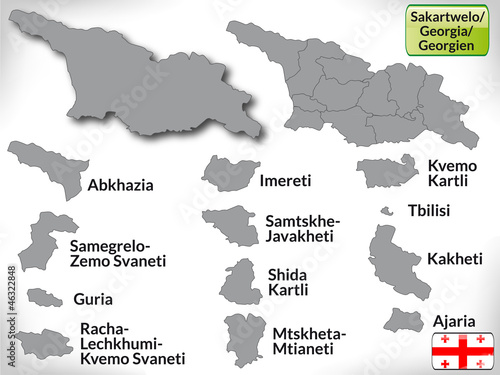 Übersichtskarte von Georgien mit Grenzen und Flagge