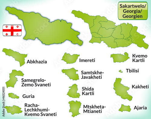 Übersichtskarte von Georgien mit Grenzen und Flagge
