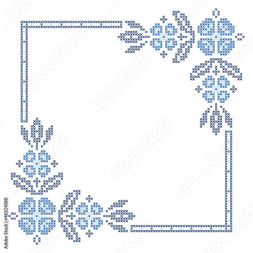Cross-stitch embroidering in Ukrainian style