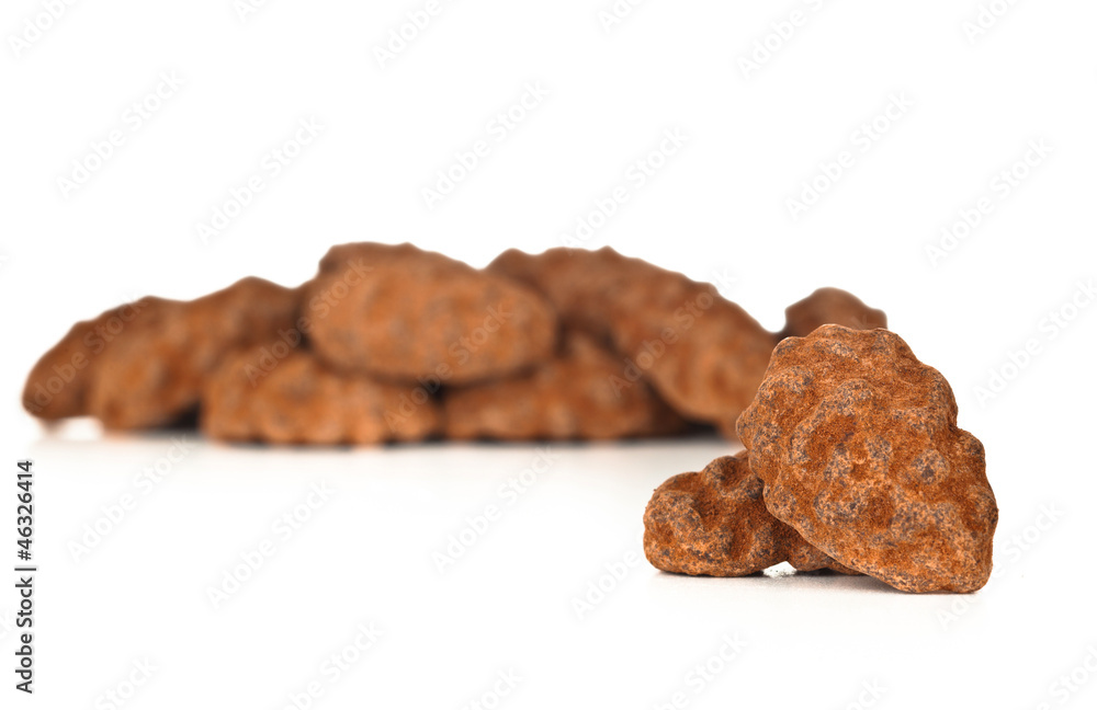 Cocoa beans on white background Cocoa beans on white background