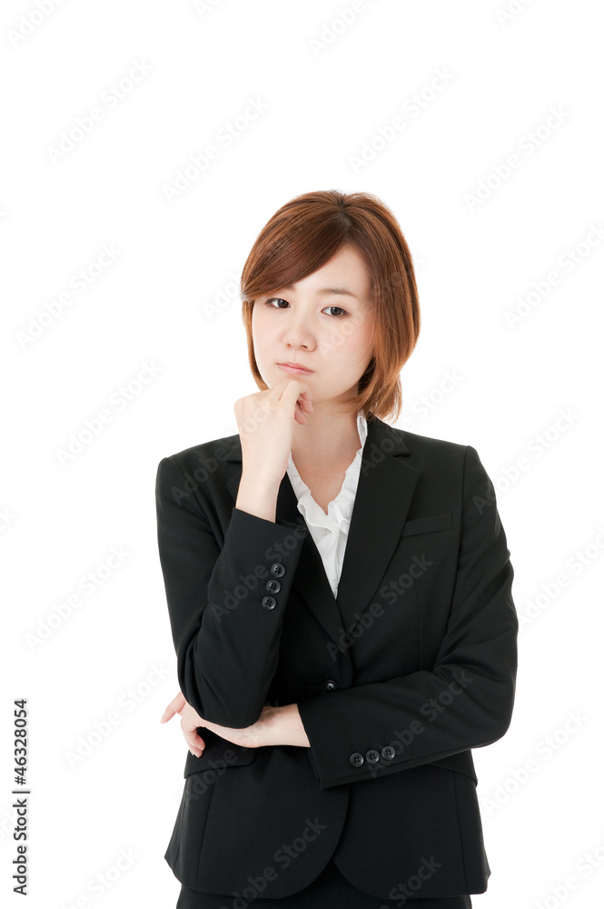 悩む若いビジネスウーマン 悩む若いビジネスウーマン