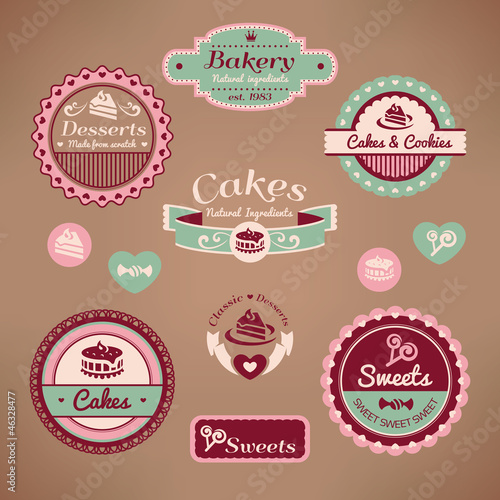 set of vintage bakery labels