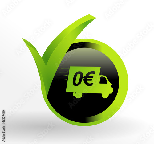 icône livraison gratuite sur bouton vert et noir