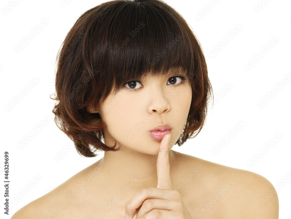 close up of Beauty woman Face and hand touch her face close up of Beauty woman Face and hand touch her face