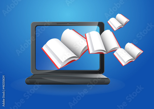 E-books and Reading in Computers - Vector Concept Illustration