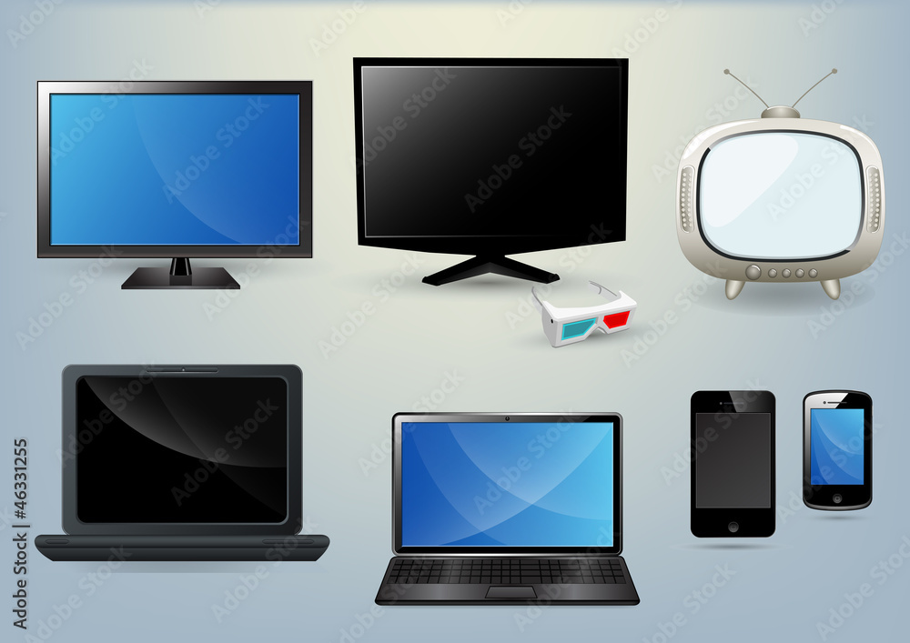 TV Monitor Screen Laptop and Mobile Vector TV Monitor Screen Laptop and Mobile Vector