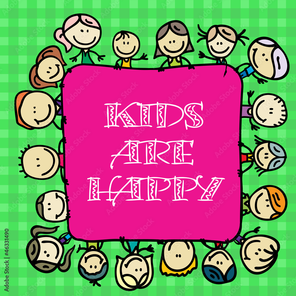 Frame of happy kids