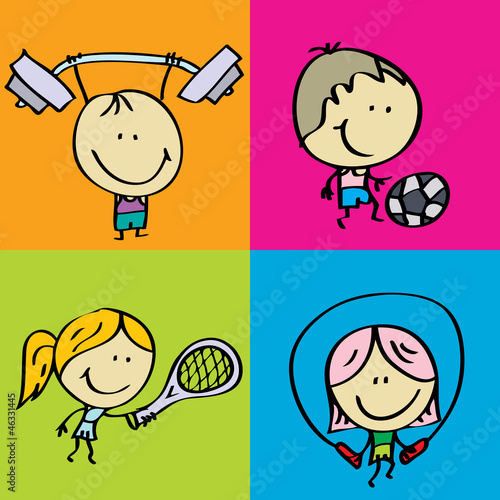 Doodle happy sport kids