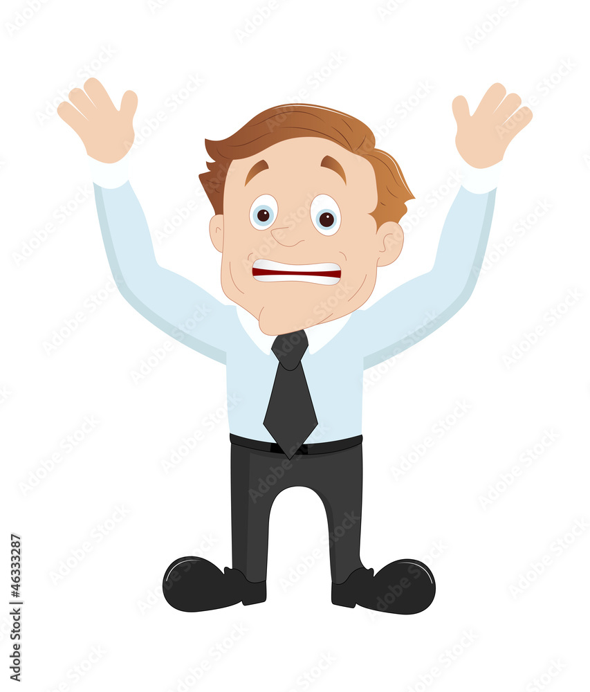 Scared Cartoon Businessman