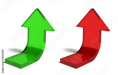 Green and red upward arrows