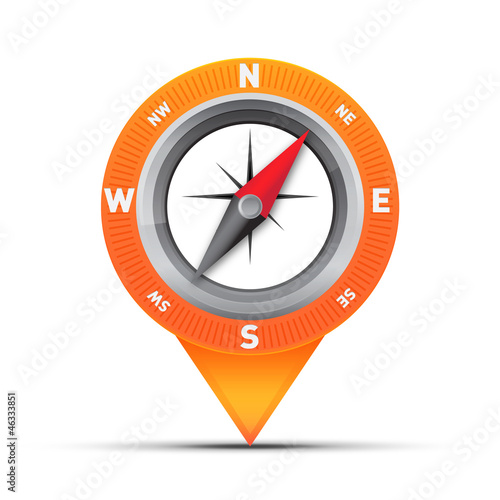 Compass pin icon with star symbol