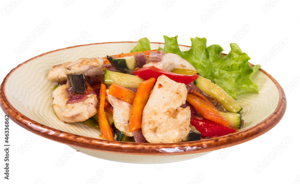 Grilled vegetables and chicken fillet Grilled vegetables and chicken fillet