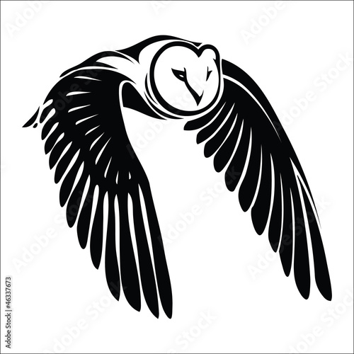 Isolated owl in flight - vector illustration