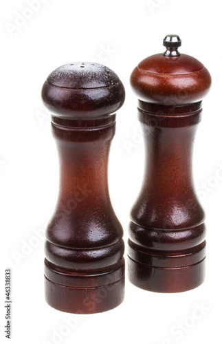 Salt and pepper shakers isolated on the white background