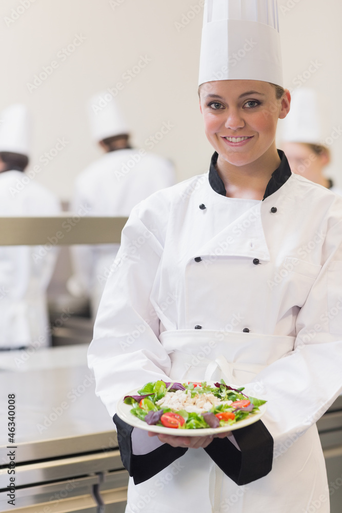 Chef showing her salad