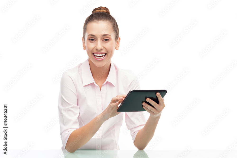 Young woman holding digital tablet Young woman holding digital tablet