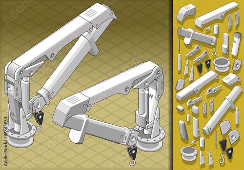 isometric mechanical arm in two positions