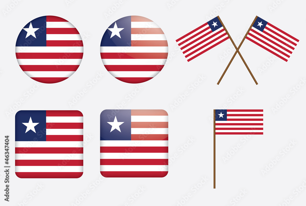 set of badges with flag of Liberia vector illustration set of badges with flag of Liberia vector illustration