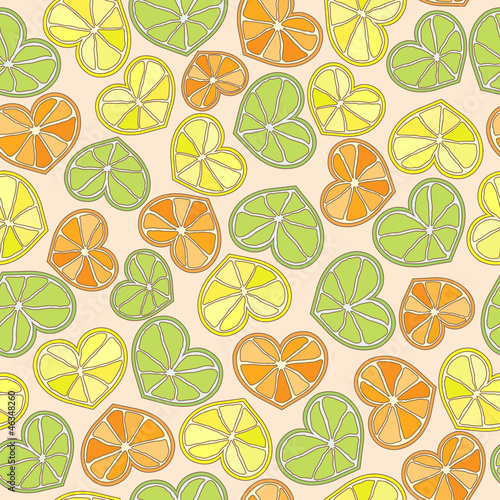 citrus hearts seamless pattern vector eps8