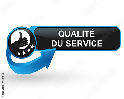 qualité du service sur bouton web design bleu