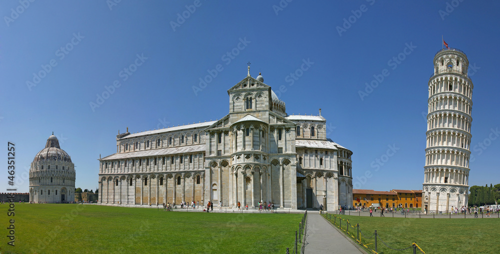 Obraz premium The Leaning Tower of Pisa is the campanile, of the cathedral, known worldwide for its unintended tilt to one side.